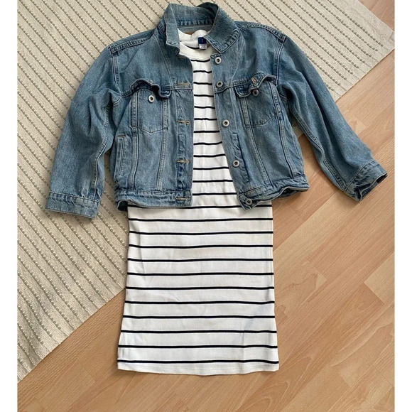 Old Navy - Ribbed White Striped Dress - Picture 4 of 7